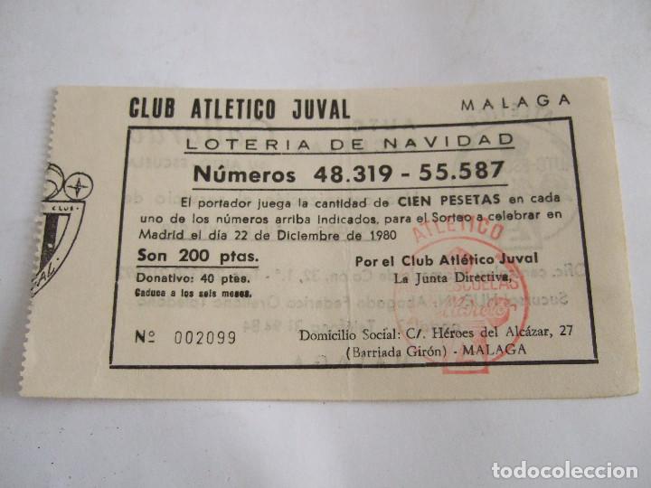 Loter&iacute;a nacional: PARTICIPACION LOTERIA NACIONAL - 1980 - CLUB ATLETICO JUVAL - MALAGA