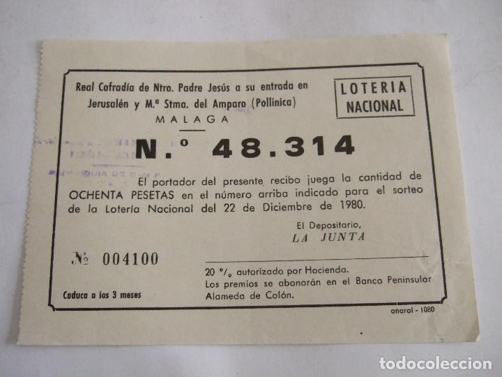 Lotteria Nationale Spagnola: PARTICIPACION LOTERIA NACIONAL - 1980 - COFRADIA LA POLLINICA - MALAGA
