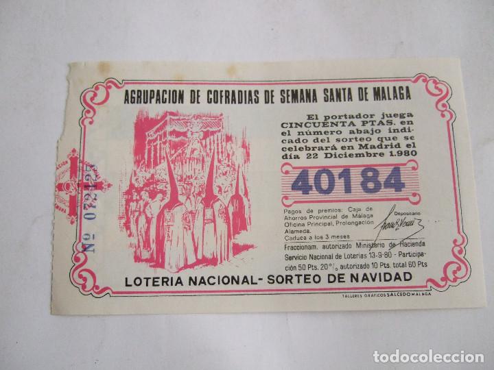 Lotteria Nationale Spagnola: PARTICIPACION LOTERIA NACIONAL - 1980 - AGRUPACION COFRADIAS DE SEMANA SANTA - MALAGA