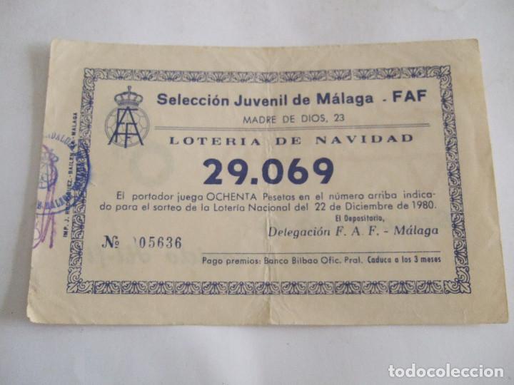 Loter&iacute;a Nacional: PARTICIPACION LOTERIA NACIONAL - 1980 - SELECCION JUVENIL DE MALAGA - FEDERACION ANDALUZA DE FUTBOL