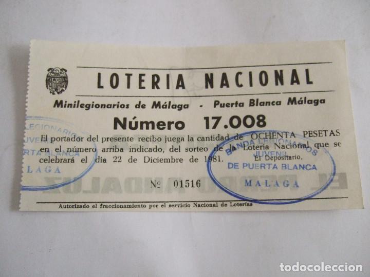 Loter&iacute;a Nacional: PARTICIPACION LOTERIA NACIONAL - 1981 - MINILEGIONARIOS DE MALAGA - BANDA LEGIONARIOS JUVENIL