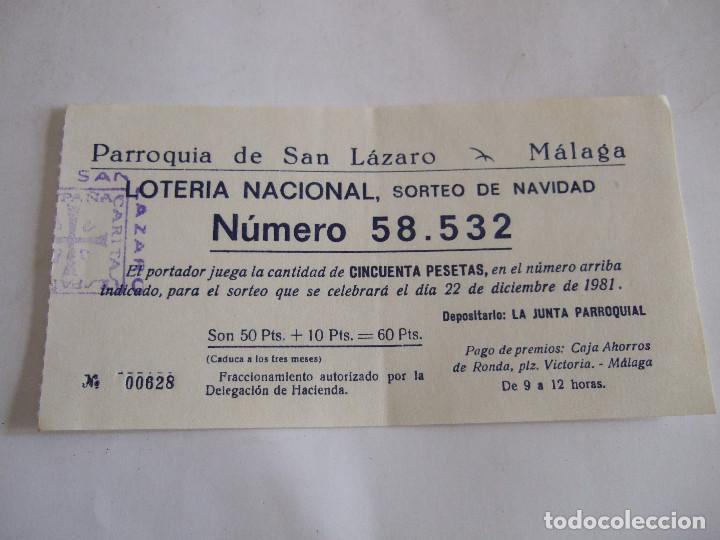 Lotteria Nationale Spagnola: PARTICIPACION LOTERIA NACIONAL - 1981 - PARROQUIA DE SAN LAZARO - MALAGA