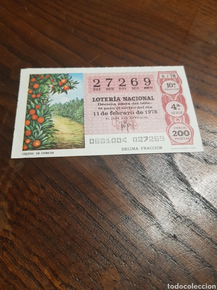 Loterie Nationale: LOTERIA NACIONAL 11 FEBRERO 1978 CULTIVO DE C&Iacute;TRICOS