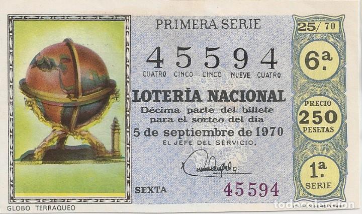 National Spanish Lottery: LOTER&Iacute;A NACIONAL 45594 5 SEPTIEMBRE 1970 SORTEO 25/70