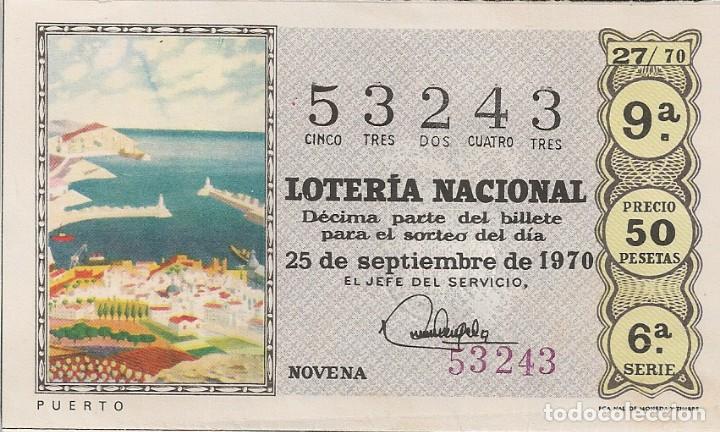 National Spanish Lottery: LOTER&Iacute;A NACIONAL 53243 25 SEPTIEMBRE 1970 SORTEO 27/70
