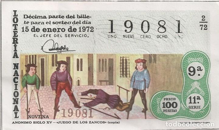 National Spanish Lottery: LOTER&Iacute;A NACIONAL 19081 15 ENERO 1972 SORTEO 2/72