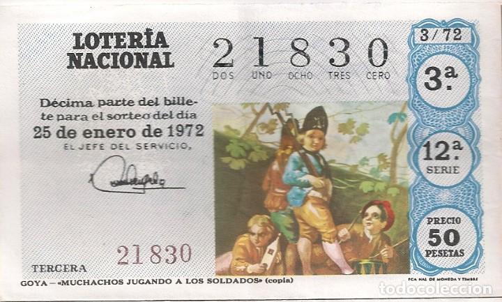 National Spanish Lottery: LOTER&Iacute;A NACIONAL 21830 25 ENERO 1972 SORTEO 3/72