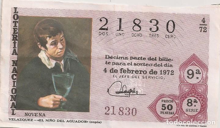 National Spanish Lottery: LOTER&Iacute;A NACIONAL 21830 4 FEBRERO 1972 SORTEO 4/72