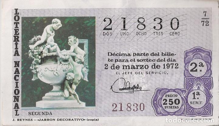 National Spanish Lottery: LOTER&Iacute;A NACIONAL 21830 2 MARZO 1972 SORTEO 7/72