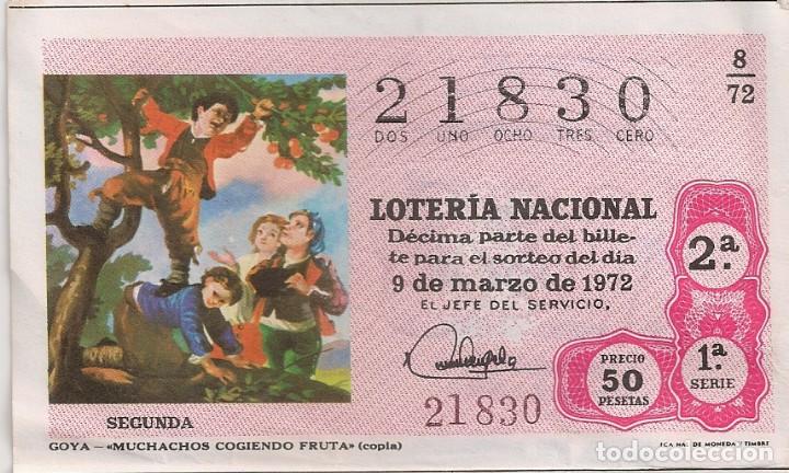 National Spanish Lottery: LOTER&Iacute;A NACIONAL 21830 9 MARZO 1972 SORTEO 8/72
