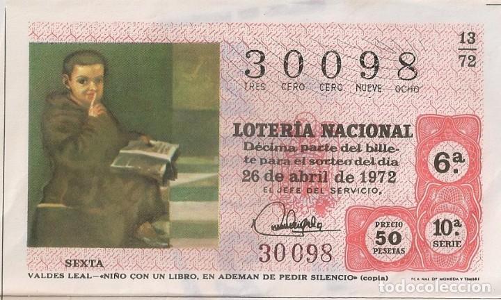 National Spanish Lottery: LOTER&Iacute;A NACIONAL 30098 26 ABRIL 1972 SORTEO 13/72
