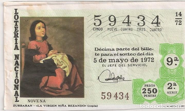 National Spanish Lottery: LOTER&Iacute;A NACIONAL 59434 5 MAYO 1972 SORTEO 14/72
