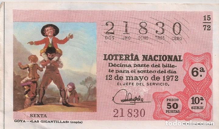 National Spanish Lottery: LOTER&Iacute;A NACIONAL 21830 12 MAYO 1972 SORTEO 15/72