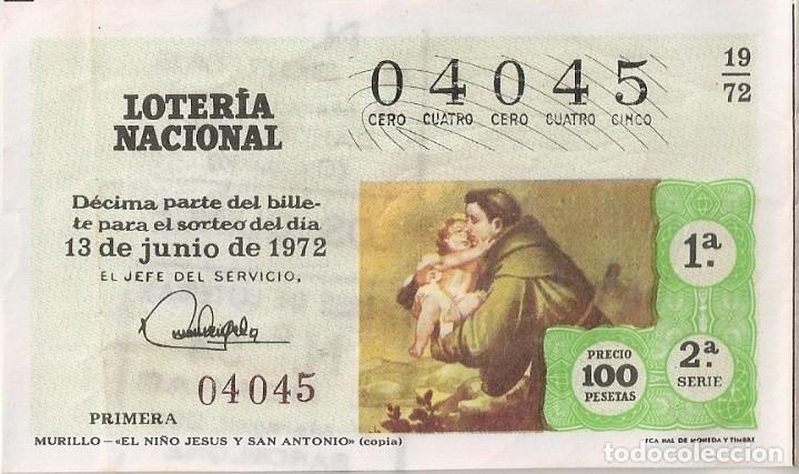 National Spanish Lottery: LOTER&Iacute;A NACIONAL 04045 13 JUNIO 1972 SORTEO 19/72