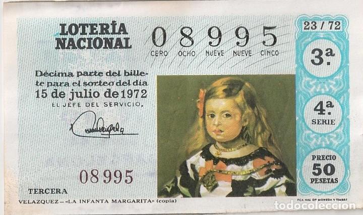 National Spanish Lottery: LOTER&Iacute;A NACIONAL 08995 15 JULIO 1972 SORTEO 23/72