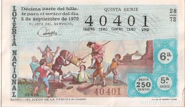 National Spanish Lottery: LOTER&Iacute;A NACIONAL 40401 5 SEPTIEMBRE 1972 SORTEO 28/72