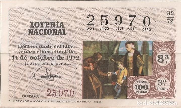 National Spanish Lottery: LOTER&Iacute;A NACIONAL 25970 11 OCTUBRE 1972 SORTEO 32/72