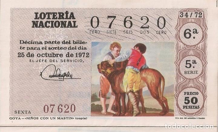 National Spanish Lottery: LOTER&Iacute;A NACIONAL 07620 25 OCTUBRE 1972 SORTEO 34/72