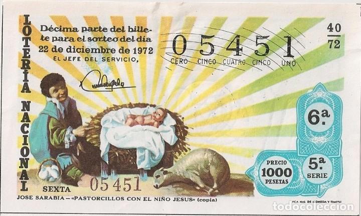 National Spanish Lottery: LOTER&Iacute;A NACIONAL 05451 22 DICIEMBRE 1972 SORTEO 40/72