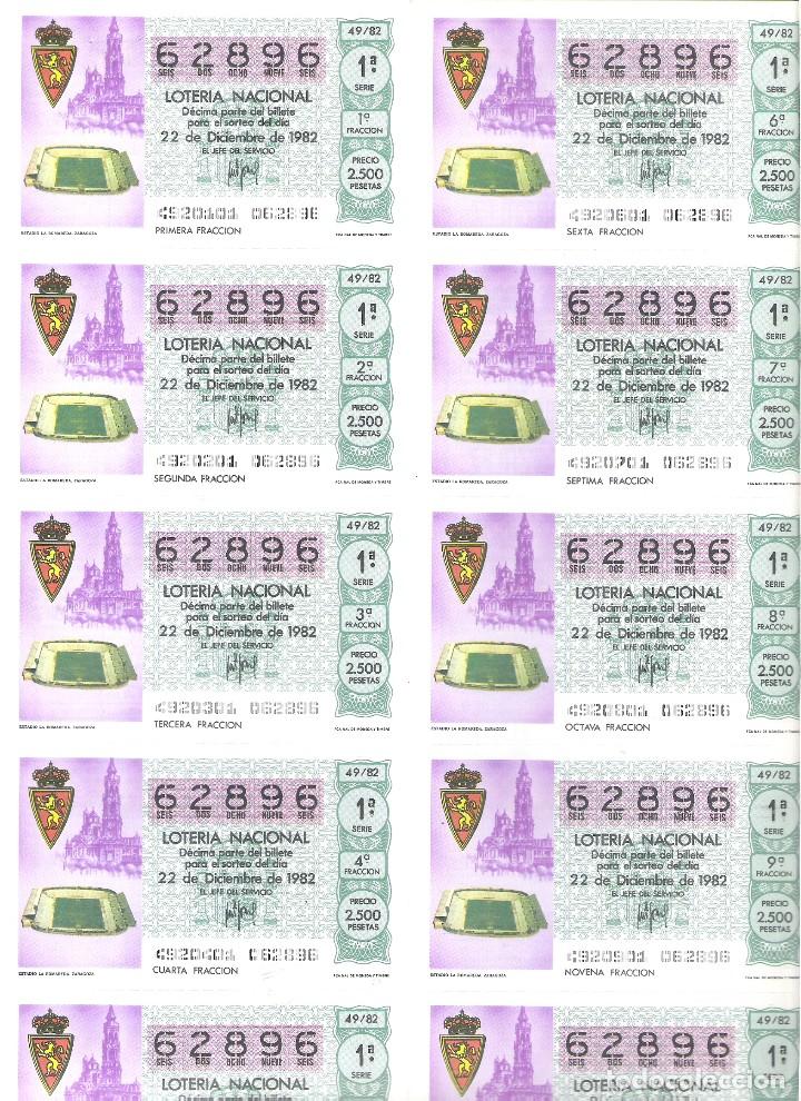 National Spanish Lottery: 1 BILLETE LOTERIA DEL SABADO - 22 DICIEMBRE 1982 - 49/82 - ESTADIO DEL REAL ZARAGOZA LA ROMAREDA
