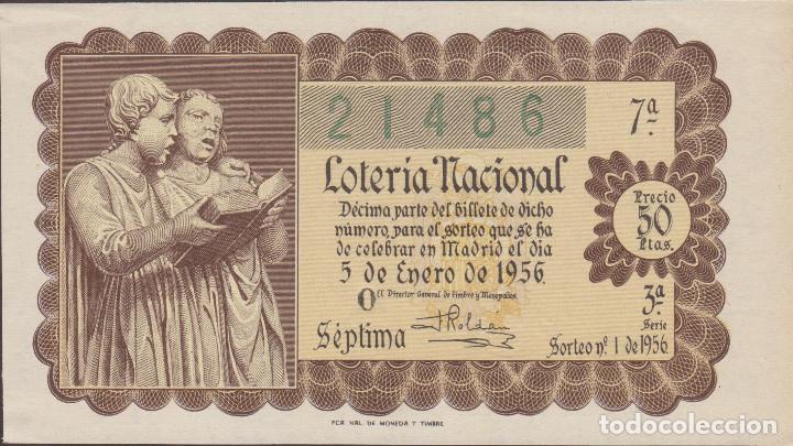 National Spanish Lottery: LOTERIA NACIONAL - SORTEO 1-1956 - SERIE 3&ordf; FRACCI&Oacute;N 7&ordf; - ADM.- 29 - BARCELONA