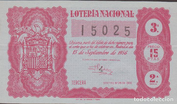 National Spanish Lottery: LOTERIA NACIONAL - SORTEO - 26-1956 - SERIE 2&ordf; FRACCI&Oacute;N 3&ordf; - - ADM.- 4 - MALAGA