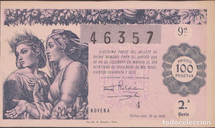 National Spanish Lottery: LOTERIA NACIONAL - SORTEO - 36-1946 - SERIE 2&ordf; FRACCI&Oacute;N 9&ordf; - ADM.- 8 - BARCELONA