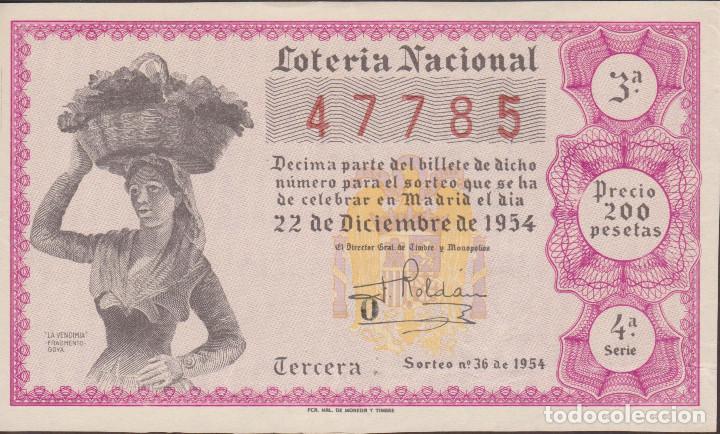 National Spanish Lottery: LOTERIA NACIONAL - SORTEO - 36-1954 - SERIE 4&ordf; FRACCI&Oacute;N 3&ordf; - - ADM.- 11 - VALENCIA