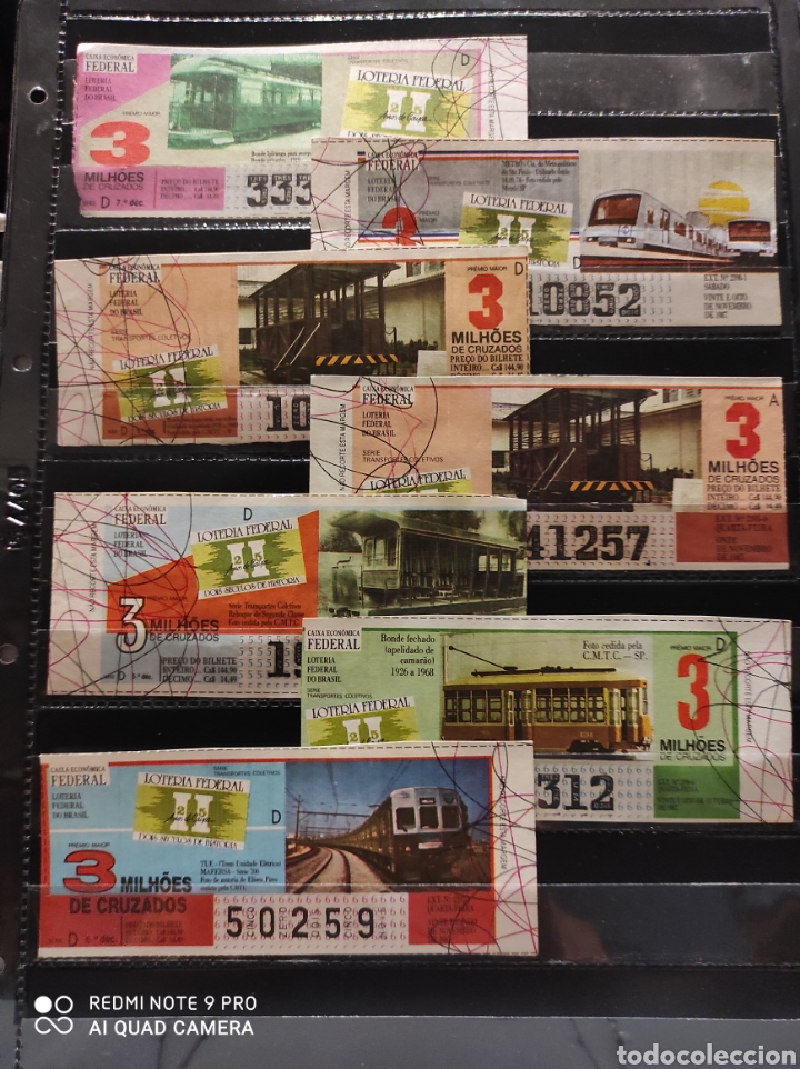 Nationale spanische Lotterie: Loter&iacute;a brasile&ntilde;a. Tema trenes. Lote de 14 d&eacute;cimos