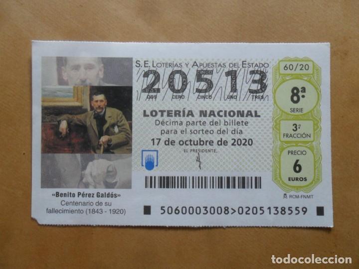 Loter&iacute;a nacional: DECIMO - N&ordm; 20513 - 17 OCTUBRE 2020 - 60/20 - BENITO PEREZ GALDOS
