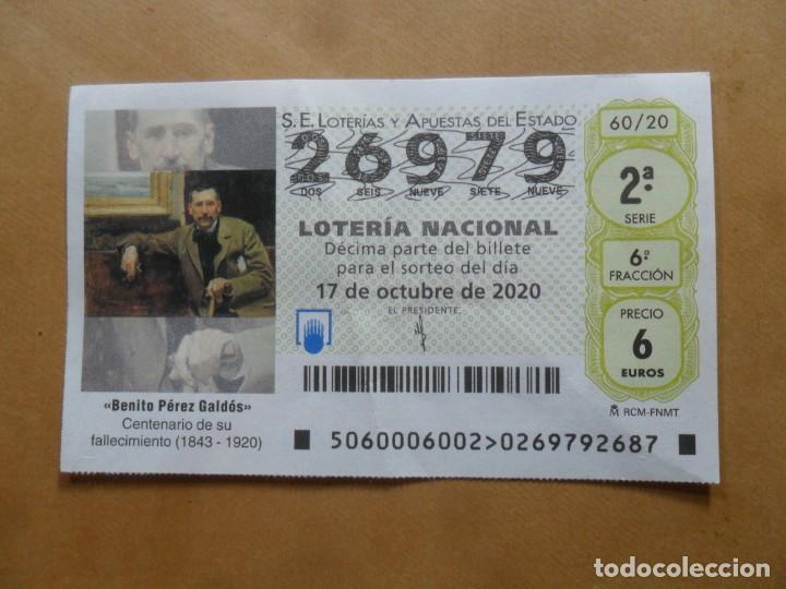 Loter&iacute;a nacional: DECIMO - N&ordm; 26979 - 17 OCTUBRE 2020 - 60/20 - BENITO PEREZ GALDOS
