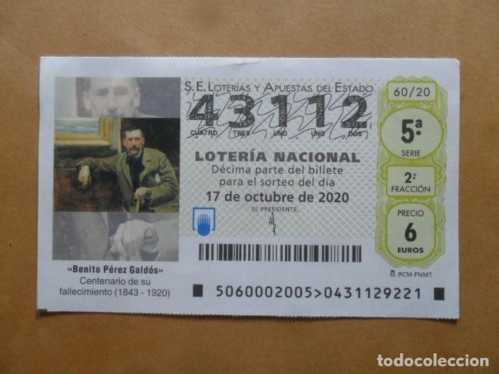 Loter&iacute;a nacional: DECIMO - N&ordm; 43112 - 17 OCTUBRE 2020 - 60/20 - BENITO PEREZ GALDOS