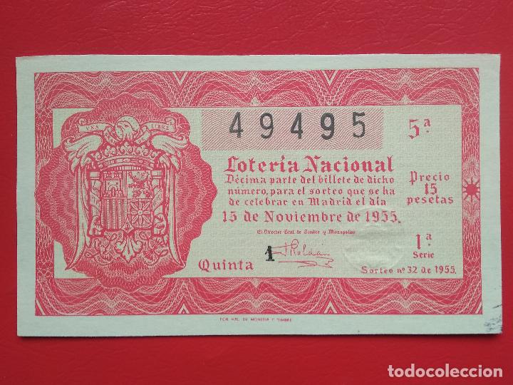 Loter&iacute;a nacional: DECIMO DE LOTERIA NACIONAL A&Ntilde;O 1955 SORTEO N&ordm; 32