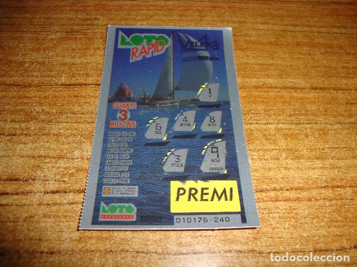 National Spanish Lottery: LOTERIA CATALUNYA LOTO RAPID VELERS VELEROS