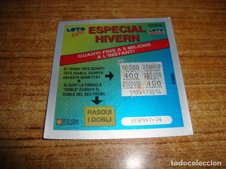 National Spanish Lottery: LOTERIA CATALUNYA LOTO RAPID ESPECIAL HIVERN