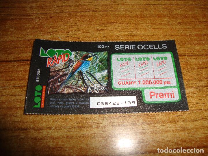 Lotaria Nacional: LOTERIA CATALUNYA LOTO RAPID SERIE OCELL MUY DIFICIL NUEVOS SIN RASCAR