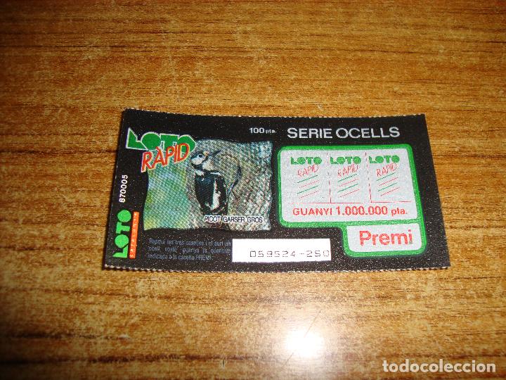 Lotaria Nacional: LOTERIA CATALUNYA LOTO RAPID SERIE OCELL MUY DIFICIL NUEVOS SIN RASCAR
