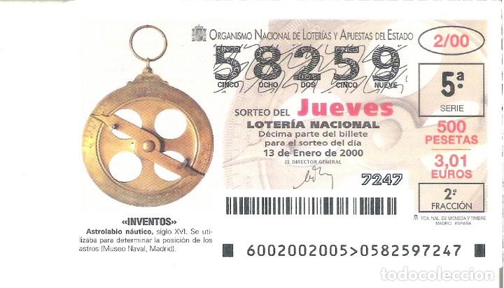 Lotteria Nationale Spagnola: 1 DECIMO LOTERIA DEL JUEVES - 13 ENERO 2000 - 2/00 - INVENTOS - ASTROLABIO NAUTICO