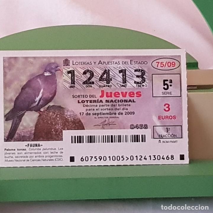 Lotteria Nationale Spagnola: LOTER&Iacute;A NACIONAL, JUEVES, SORTEO 75/09, 17 SEPTIEMBRE 2009, FAUNA, PALOMA TORCAZ, N&ordm; 12413