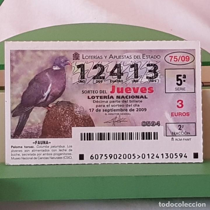 Lotteria Nationale Spagnola: LOTER&Iacute;A NACIONAL, JUEVES, SORTEO 75/09, 17 SEPTIEMBRE 2009, FAUNA, PALOMA TORCAZ, N&ordm; 12413