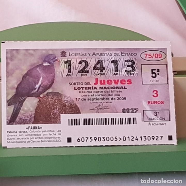 Lotteria Nationale Spagnola: LOTER&Iacute;A NACIONAL, JUEVES, SORTEO 75/09, 17 SEPTIEMBRE 2009, FAUNA, PALOMA TORCAZ, N&ordm; 12413