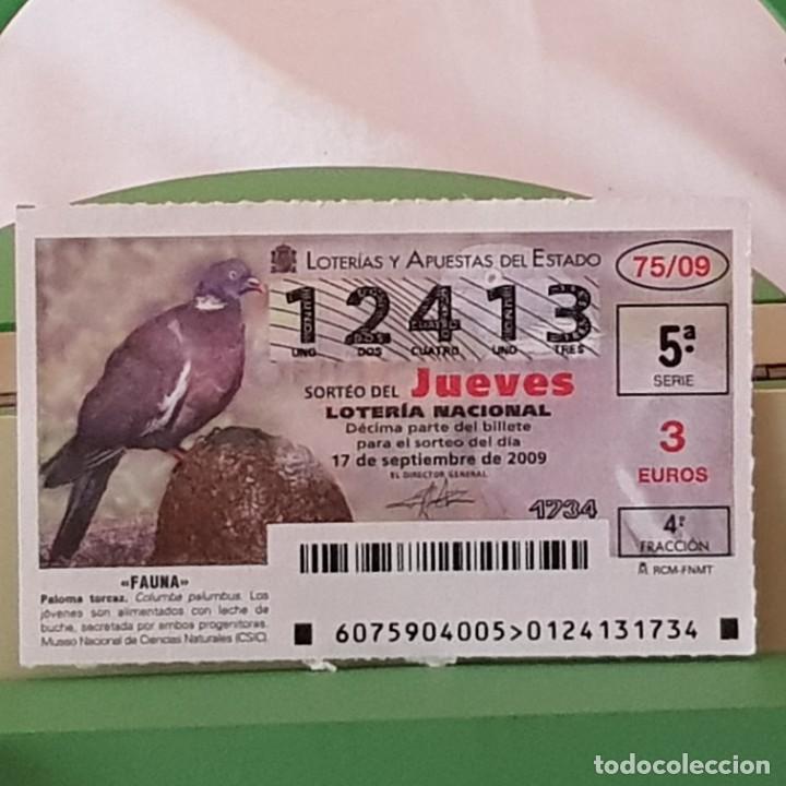 Lotteria Nationale Spagnola: LOTER&Iacute;A NACIONAL, JUEVES, SORTEO 75/09, 17 SEPTIEMBRE 2009, FAUNA, PALOMA TORCAZ, N&ordm; 12413