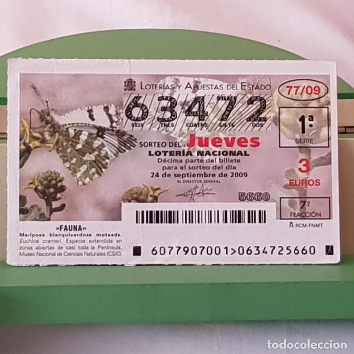 Lotaria Nacional: LOTER&Iacute;A NACIONAL, SORTEO 77/09, 24 SEPTIEMBRE 2009, MARIPOSA BLANQUIVERDOSA MOTEADA, N&ordm; 63472