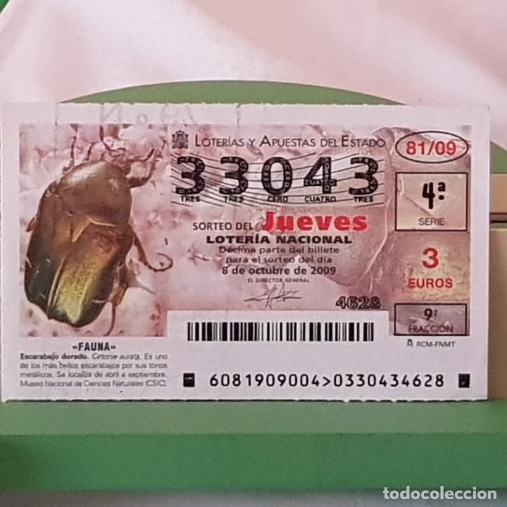Lotaria Nacional: LOTER&Iacute;A NACIONAL, JUEVES, SORTEO 81/09, 8 OCTUBRE 2009, FAUNA, ESCARABAJO DORADO, N&ordm; 33043