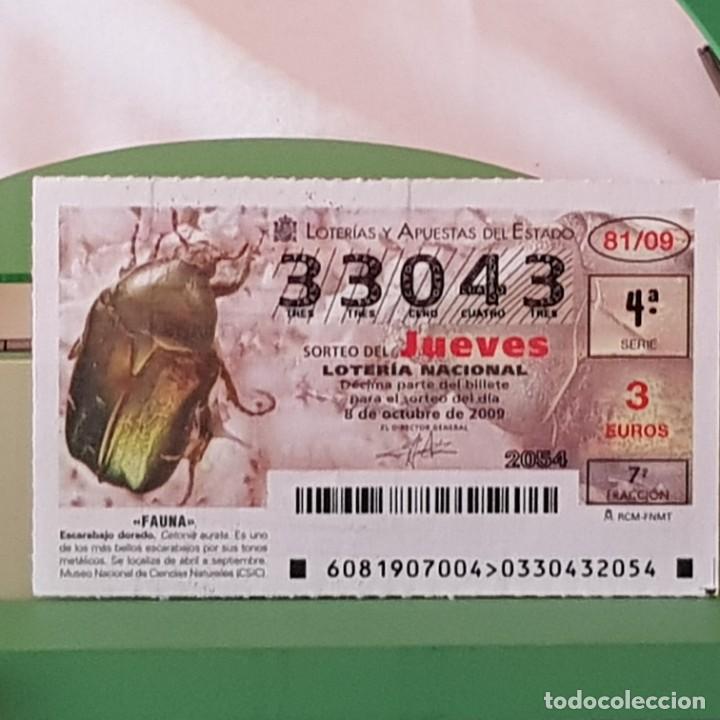 Lotaria Nacional: LOTER&Iacute;A NACIONAL, JUEVES, SORTEO 81/09, 8 OCTUBRE 2009, FAUNA, ESCARABAJO DORADO, N&ordm; 33043