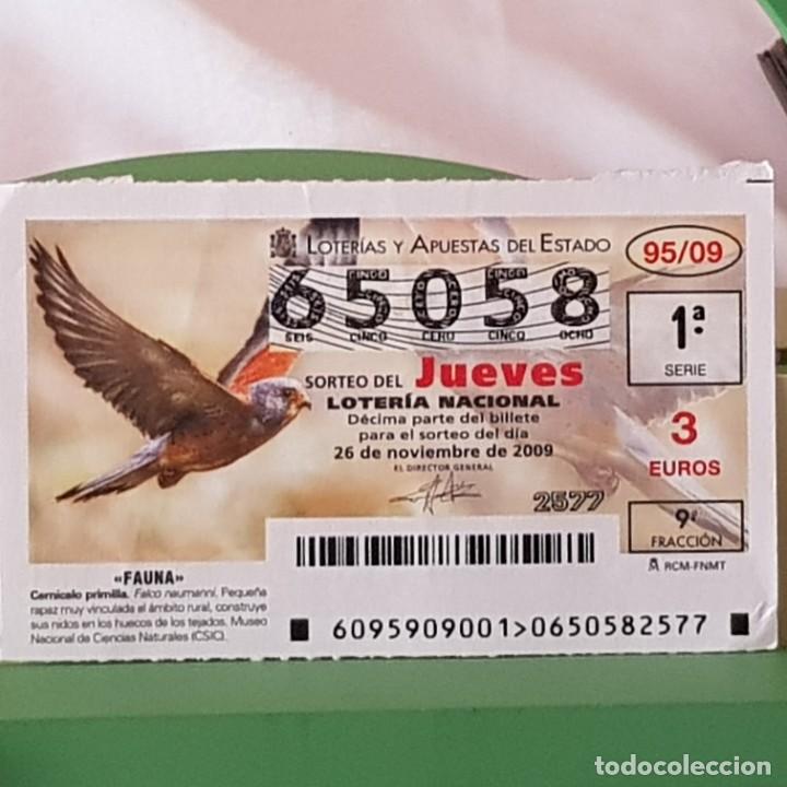 Loterie Nationale: LOTER&Iacute;A NACIONAL, JUEVES, SORTEO 95/09, 26 NOVIEMBRE 2009, FAUNA, CERN&Iacute;CALO PRIMILLA, N&ordm; 65058, LEER