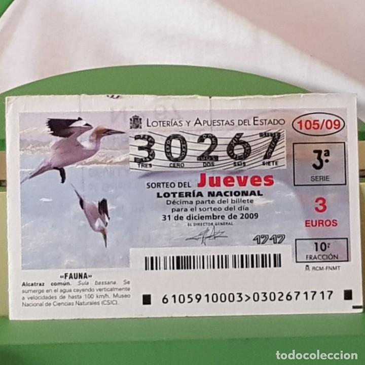Loterie Nationale: LOTER&Iacute;A NACIONAL, JUEVES, SORTEO 105/09, 31 DICIEMBRE 2009, FAUNA, ALCATRAZ COM&Uacute;N, N&ordm; 30267