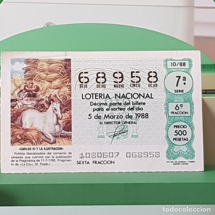Loterie Nationale: LOTER&Iacute;A NACIONAL, SORTEO 10/88, 5 MARZO 1988, CARLOS III, ILUSTRACI&Oacute;N, N&ordm; 68958