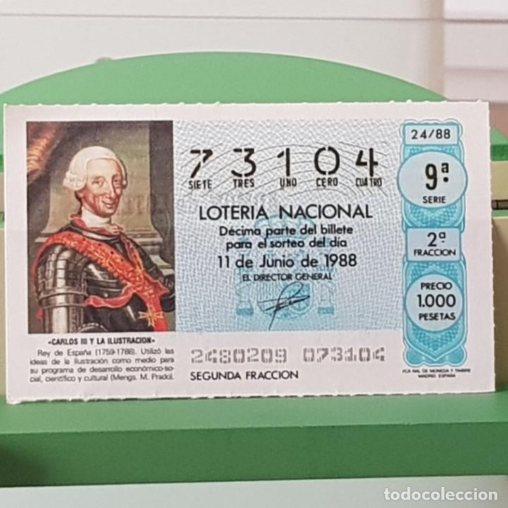 Loterie Nationale: LOTER&Iacute;A NACIONAL, SORTEO 24/88, 11 JUNIO 1988, CARLOS III ILUSTRACI&Oacute;N, N&ordm; 73104