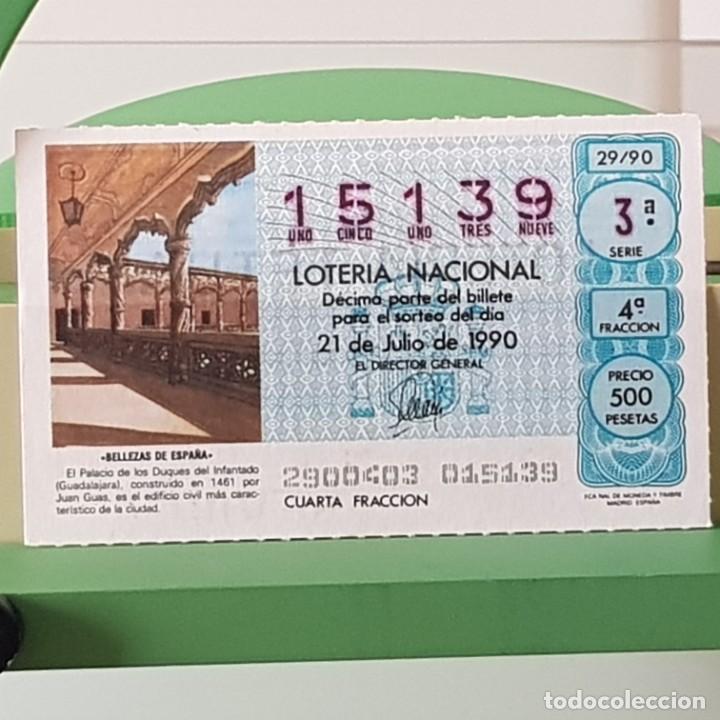 Nationale spanische Lotterie: LOTER&Iacute;A NACIONAL, SORTEO 29/90, 21 JULIO 1990, PALACIO DUQUES DEL INFANTADO, GUADALAJARA, N&ordm; 15139